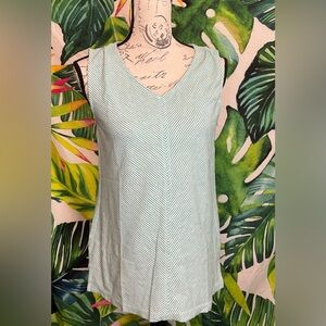 Talbots S Green White Striped Comfy Spring Summer Teacher Office Tank Top